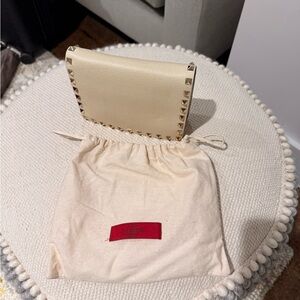 Valentino Garavani Cream Rockstud Bag with Gold